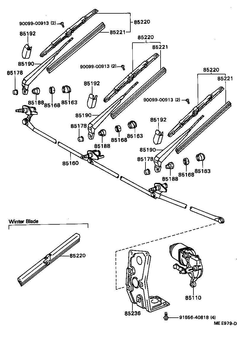 85110-95435 MOTOR ASSY, WINDSHIELD WIPER product image