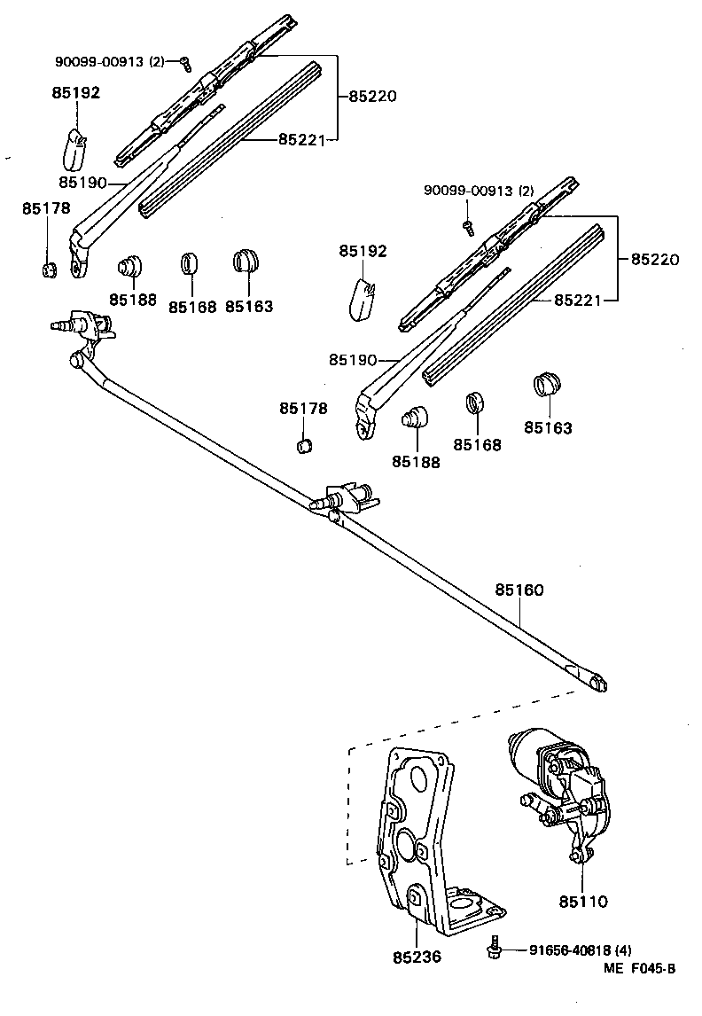 85110-95450 MOTOR ASSY, WINDSHIELD WIPER product image