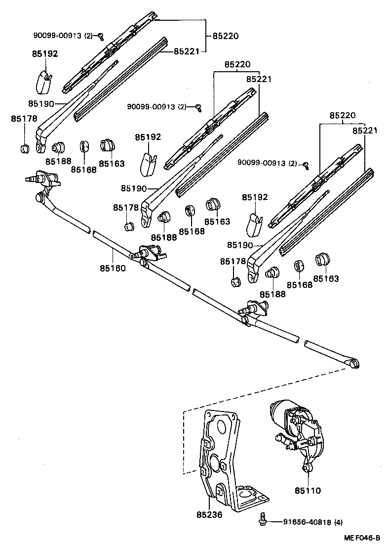 85110-95450 MOTOR ASSY, WINDSHIELD WIPER product image