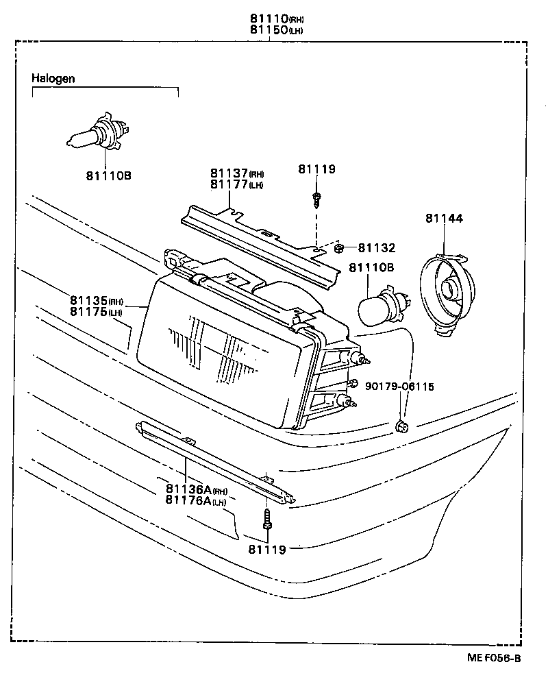 81175-16130 BODY AND REFLECTOR SUB-ASSY, HEADLAMP, LH product image