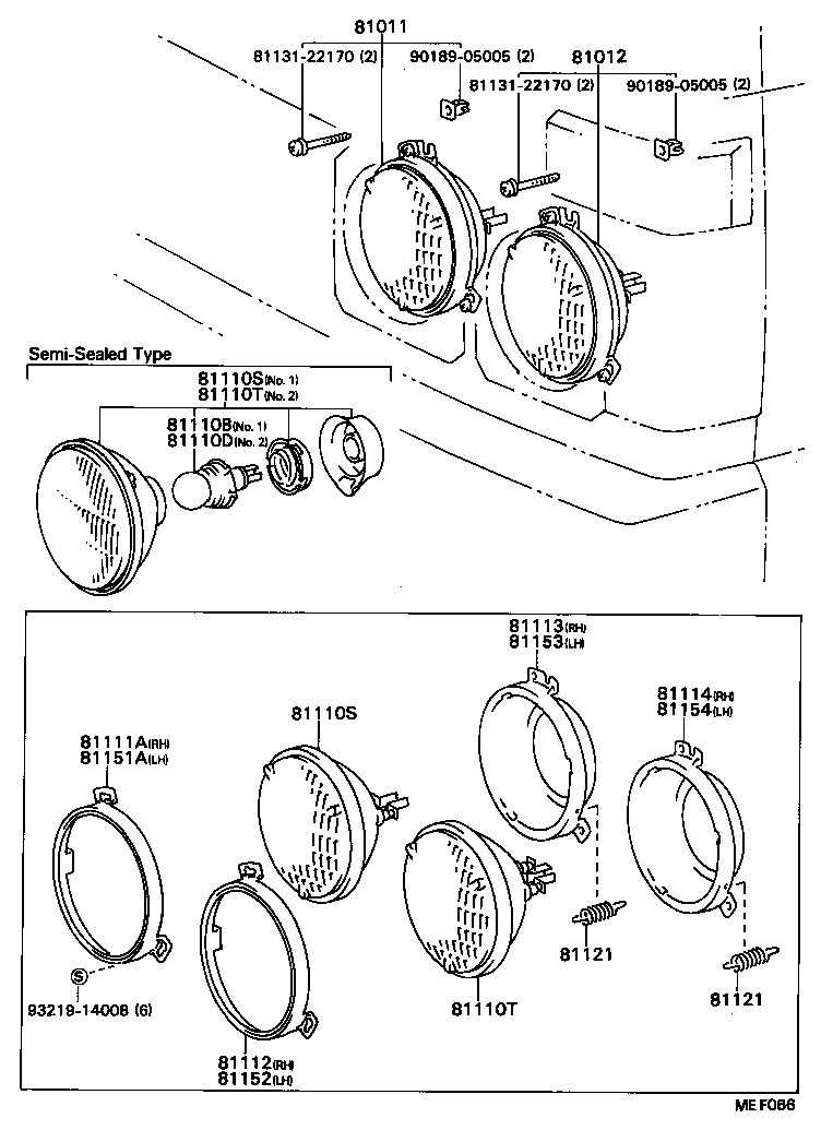 81013-95409 HEADLAMP SUB-ASSY, NO.1 product image