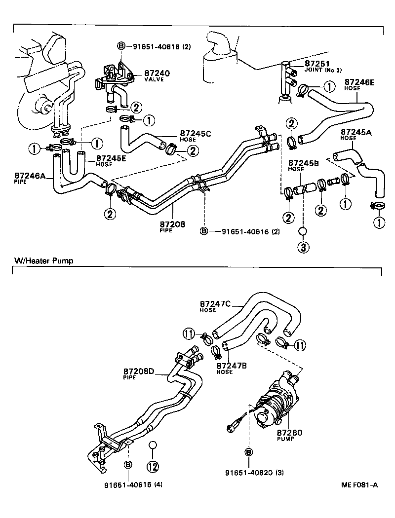 87245-90B07 HOSE, REAR HEATER WATER OUTLET, E (TO ENGINE) product image