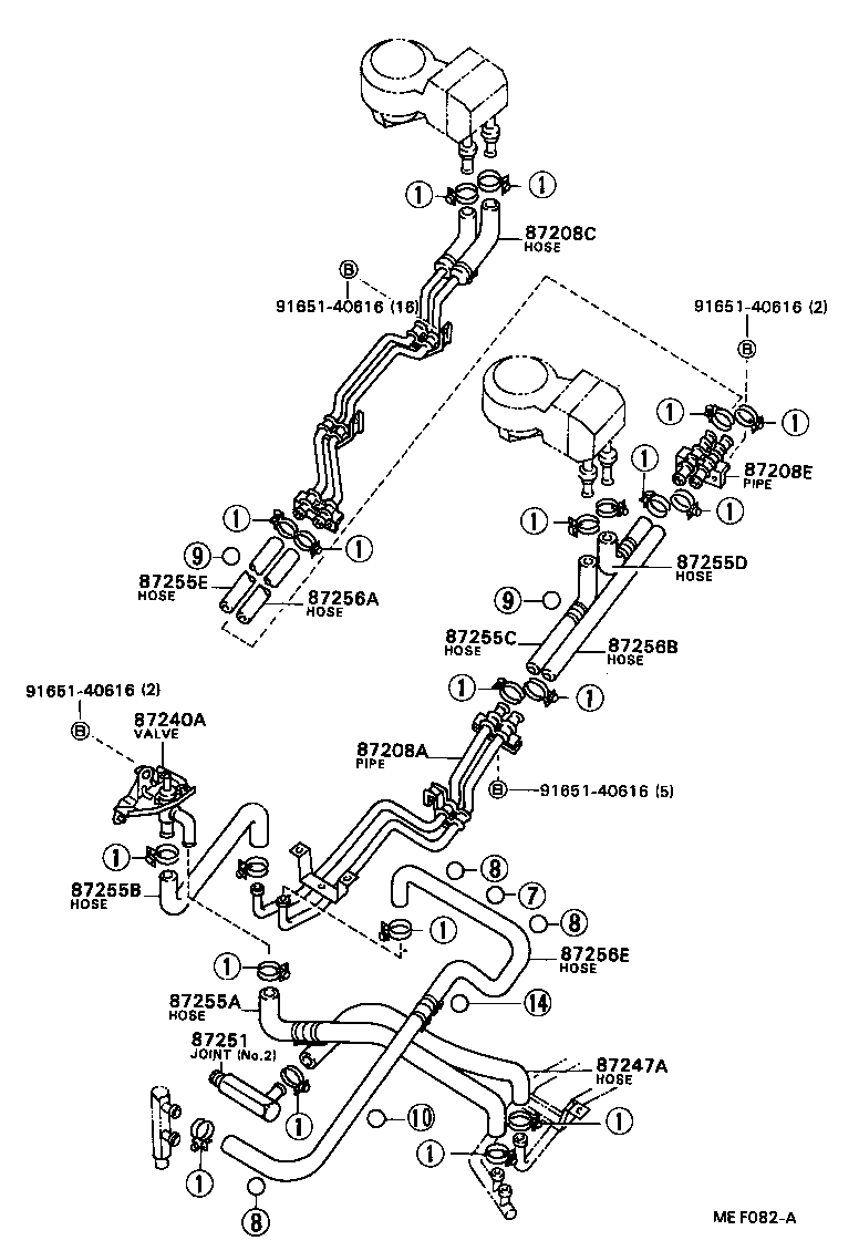 87245-90B07 HOSE, REAR HEATER WATER OUTLET, E (TO ENGINE) product image