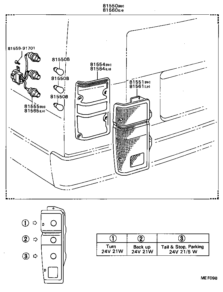 81550-39705 LAMP ASSY, REAR COMBINATION, RH product image