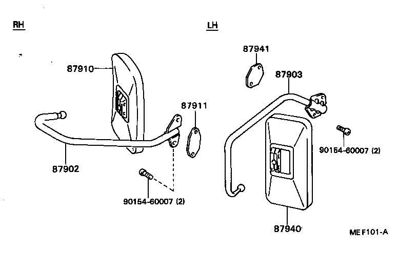 87097-90B00 MIRROR SUB-ASSY, OUTER UNDER VIEW product image