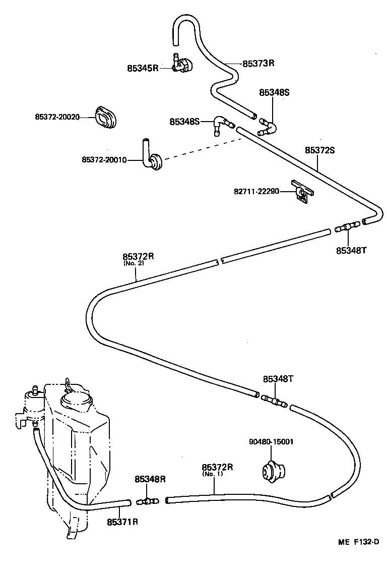 85343-10100 HOSE, REAR WASHER (FROM JOINT TO NOZZLE) product image