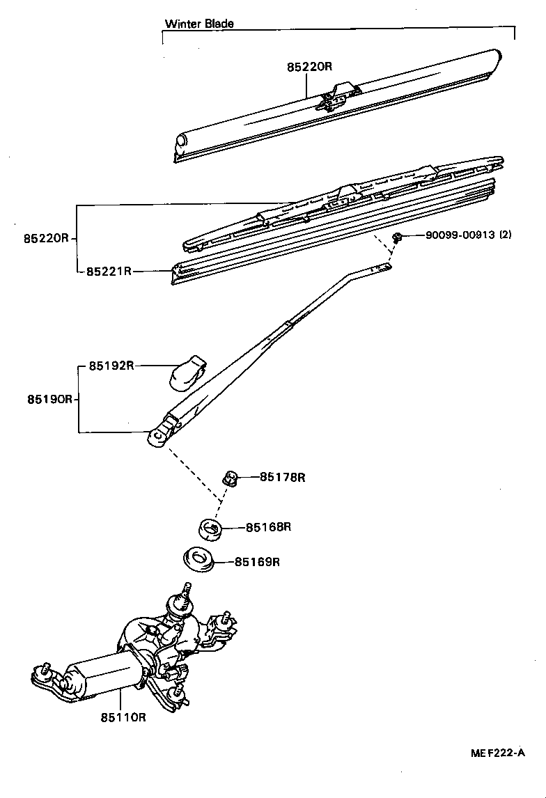 85190-12730 ARM ASSY, REAR WIPER product image