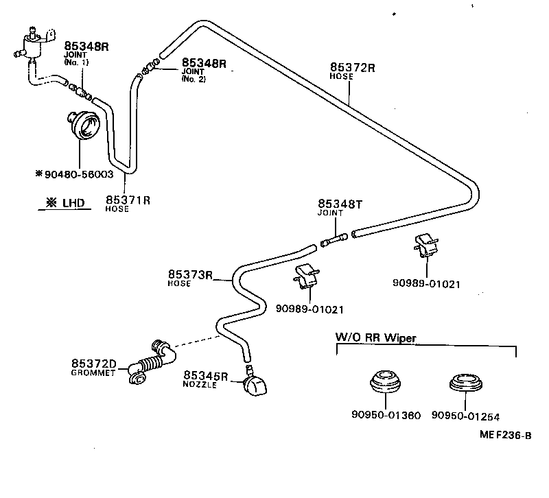 90099-33445 HOSE, REAR WASHER (FROM MOTOR TO JOINT) product image