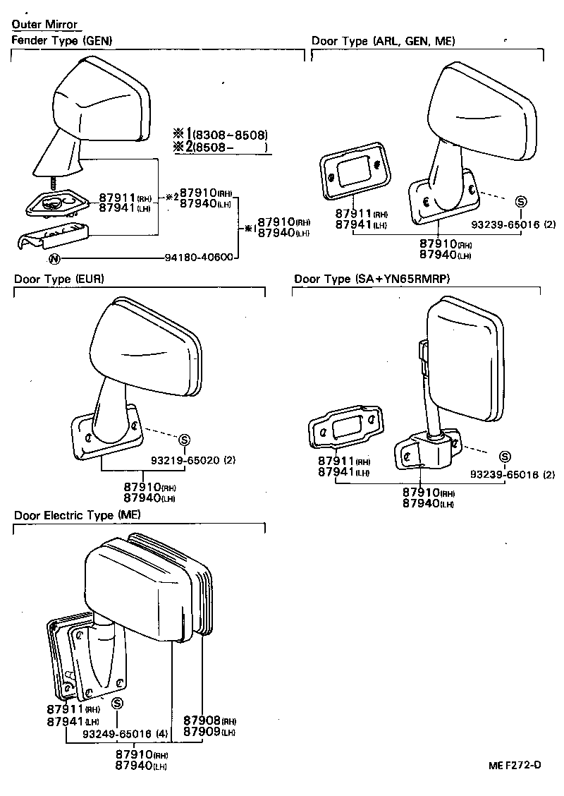 87931-89133 MIRROR SUB-ASSY, OUTER REAR VIEW, RH product image