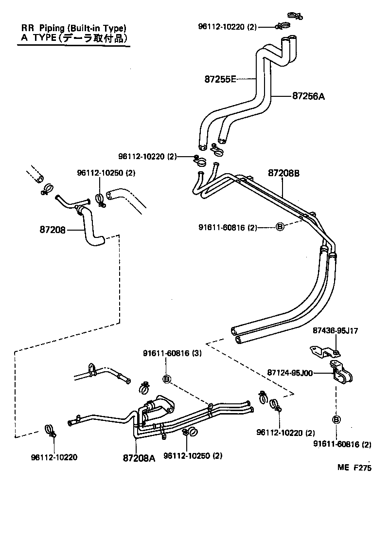 87207-95J22 PIPE SUB-ASSY, HEATER WATER, B product image