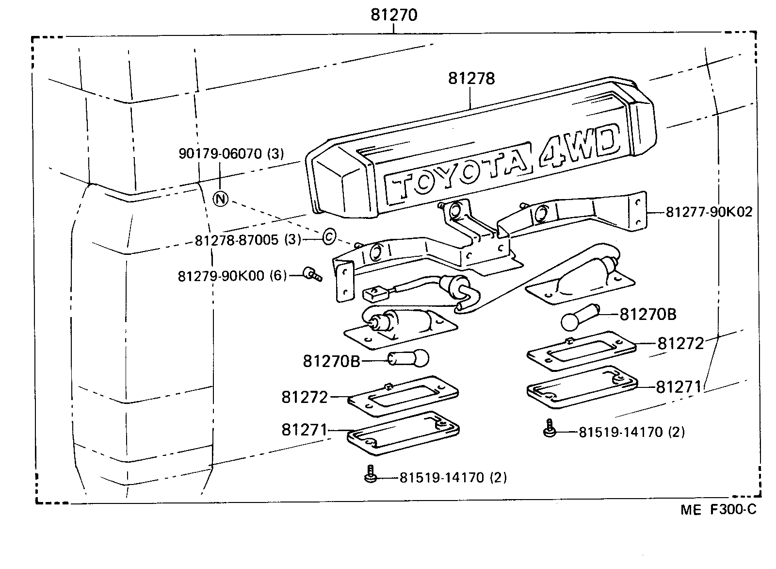Toyota 81270-69155 LAMP ASSY, LICENSE PLATE