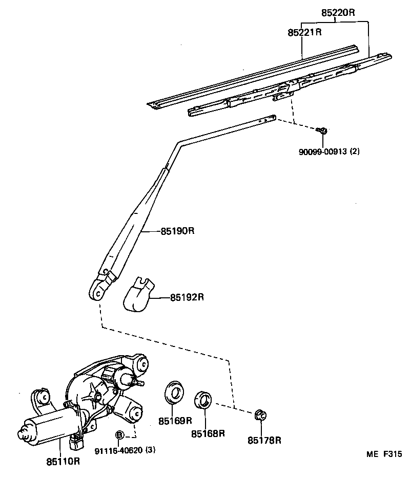 85190-90K06 ARM ASSY, REAR WIPER product image
