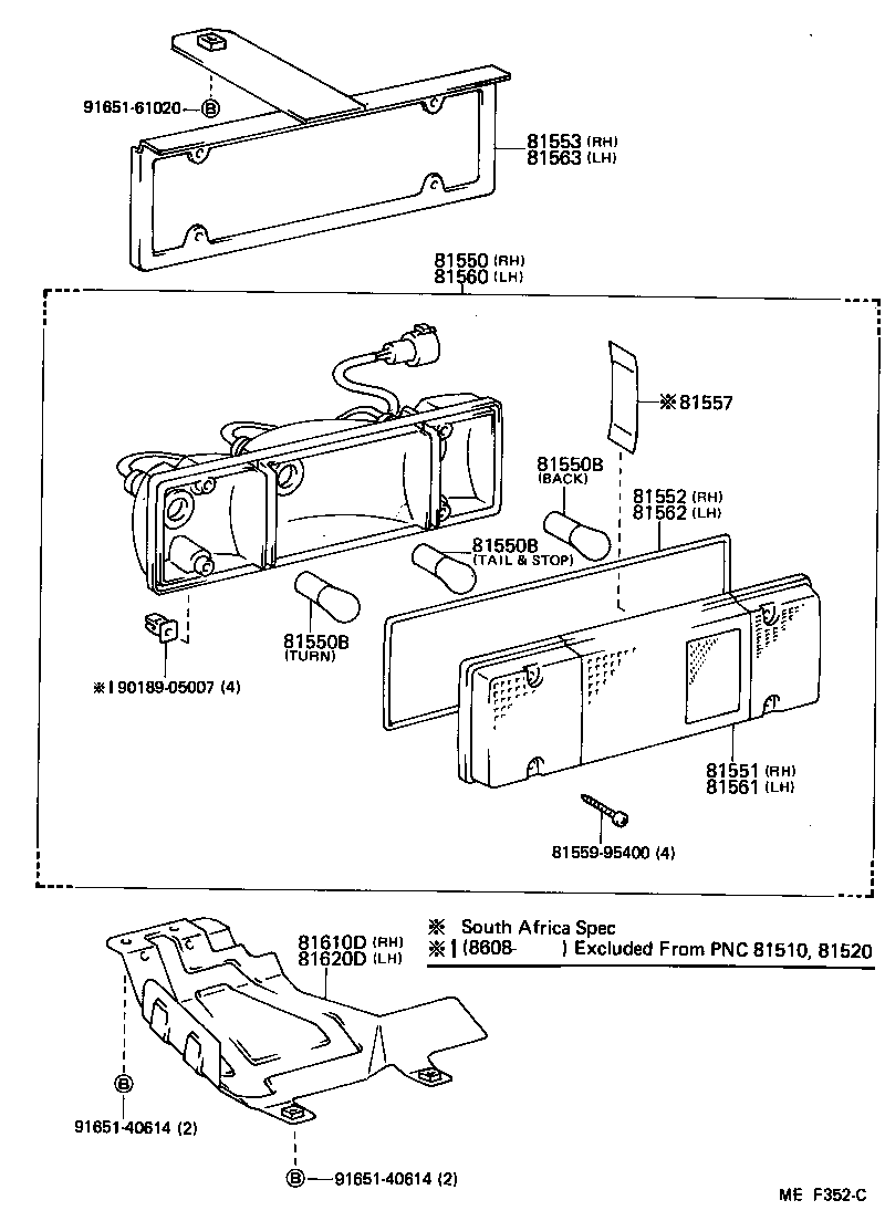 81550-69175 LAMP ASSY, REAR COMBINATION, RH product image
