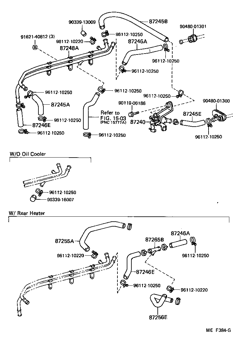 87245-90K33 HOSE, REAR HEATER WATER OUTLET, E (TO ENGINE) product image
