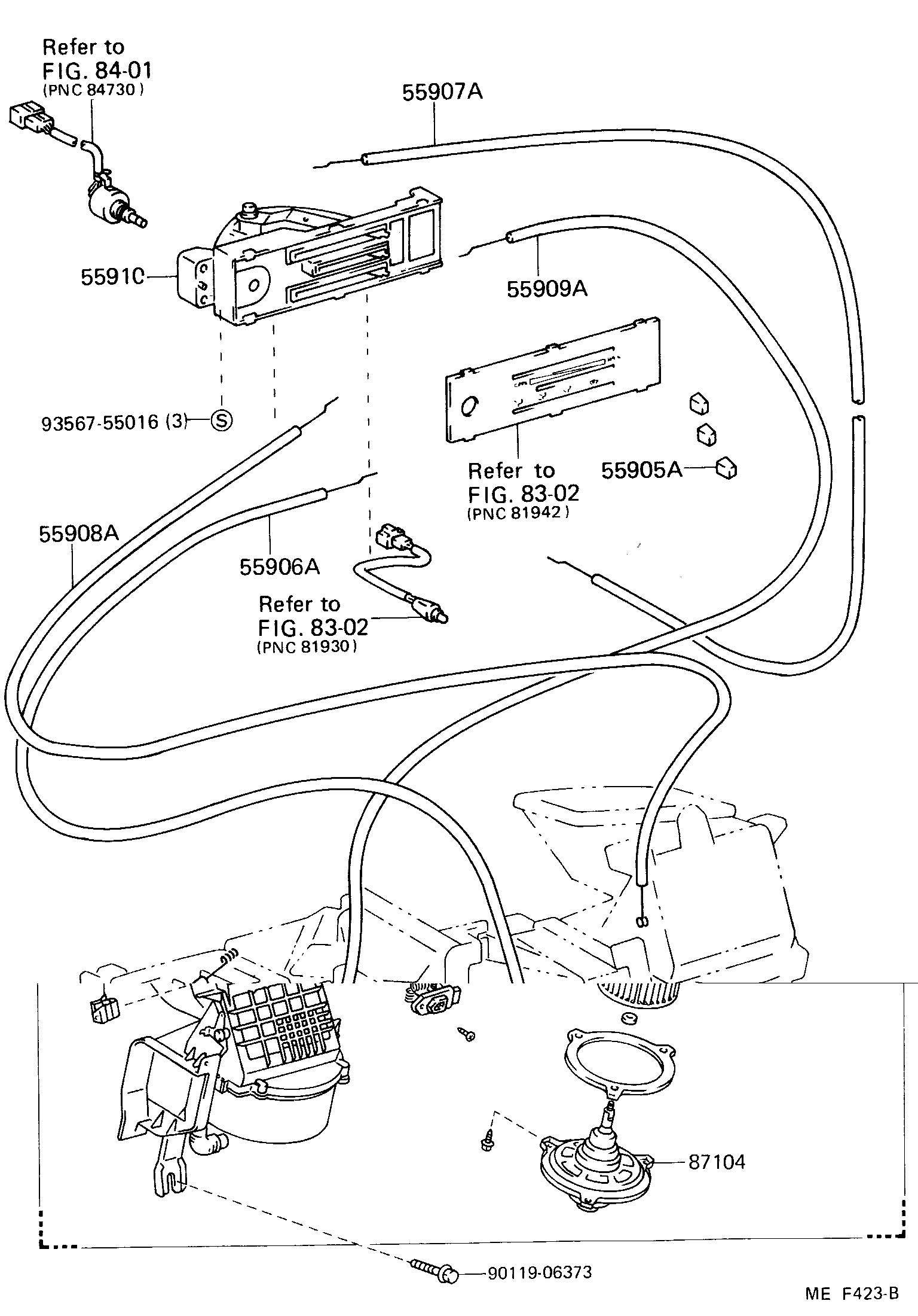 Toyota 55909-90K01 CABLE SUB-ASSY, AIRMIX DAMPER CONTROL