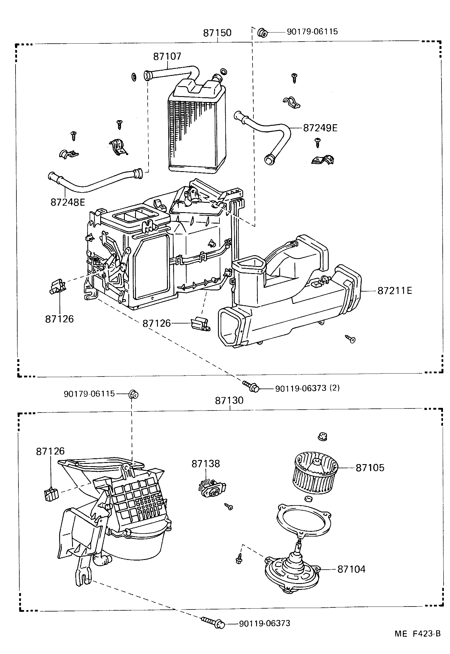 Toyota 87104-90K01 MOTOR SUB-ASSY, REAR HEATER BLOWER