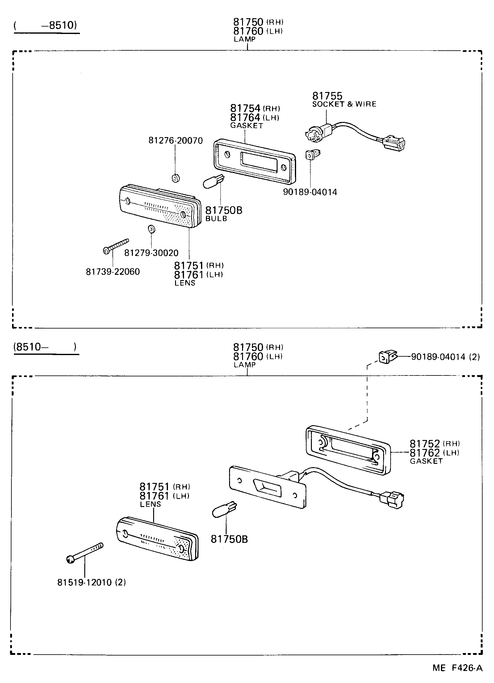 Toyota 81760-90A00 LAMP ASSY, REAR SIDE MARKER, LH