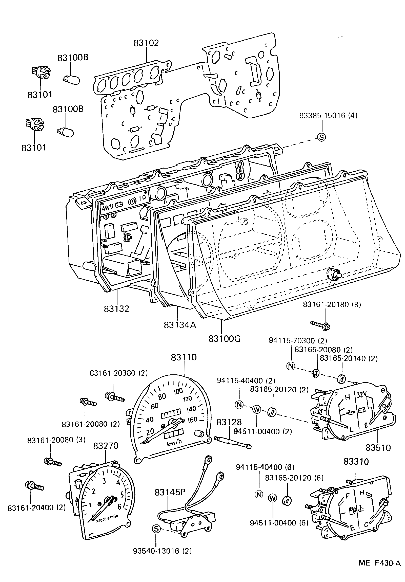 Toyota 83132-90K06 CASE, COMBINATION METER