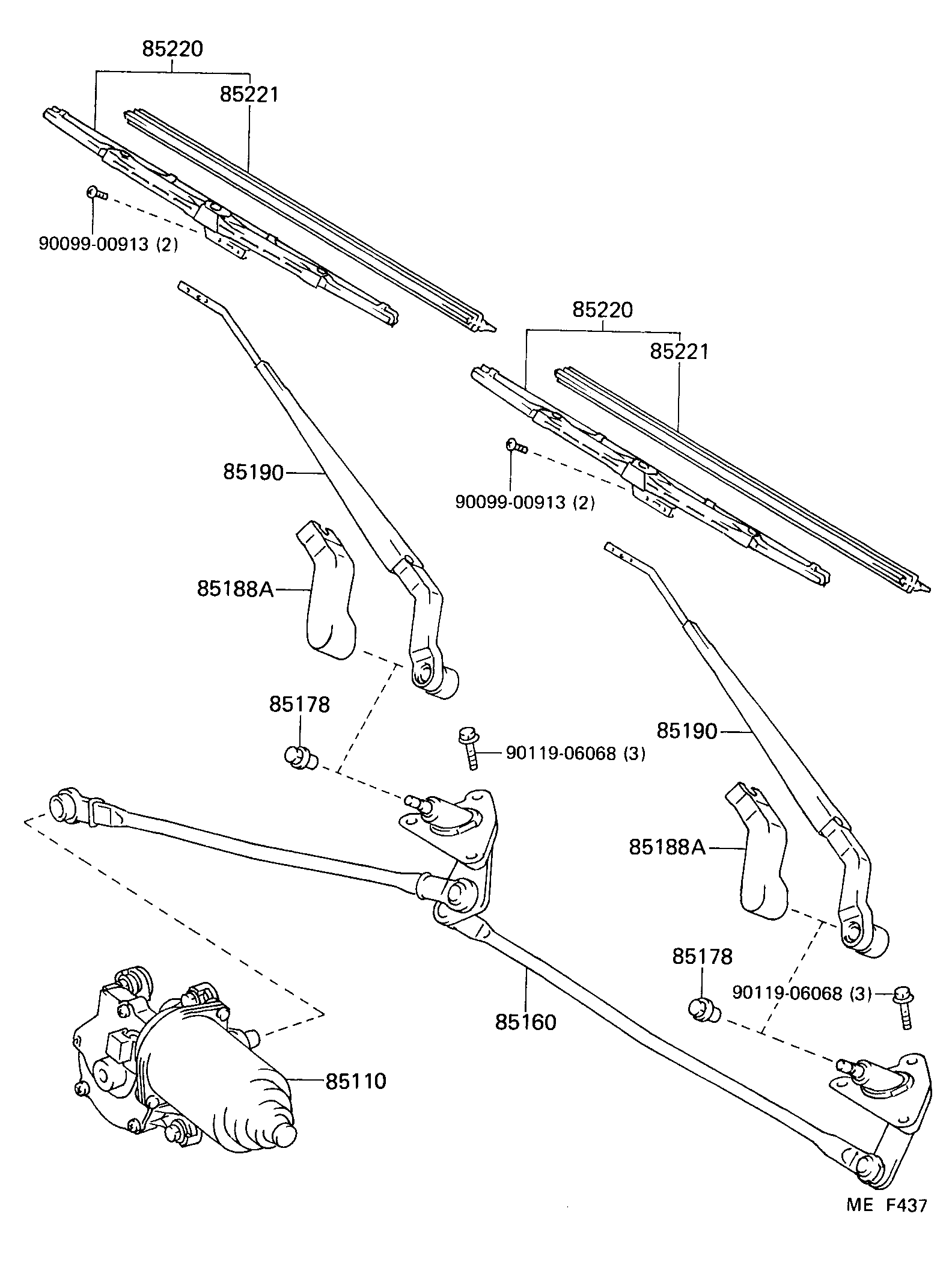 85110-90K07 MOTOR ASSY, WINDSHIELD WIPER product image