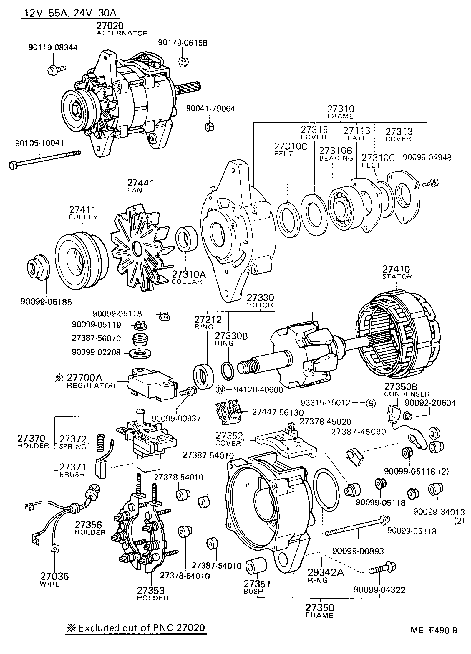 Toyota 27373-57120 HOLDER ASSY, ALTERNATOR BRUSH