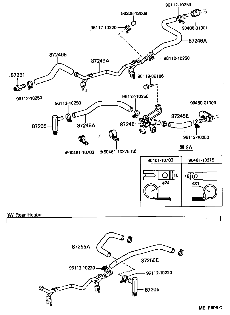 87245-90K33 HOSE, REAR HEATER WATER OUTLET, E (TO ENGINE) product image