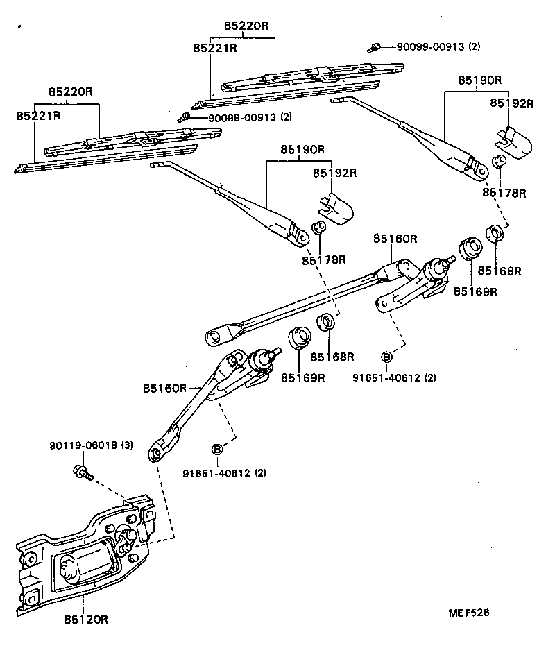 85190-22470 ARM ASSY, REAR WIPER product image