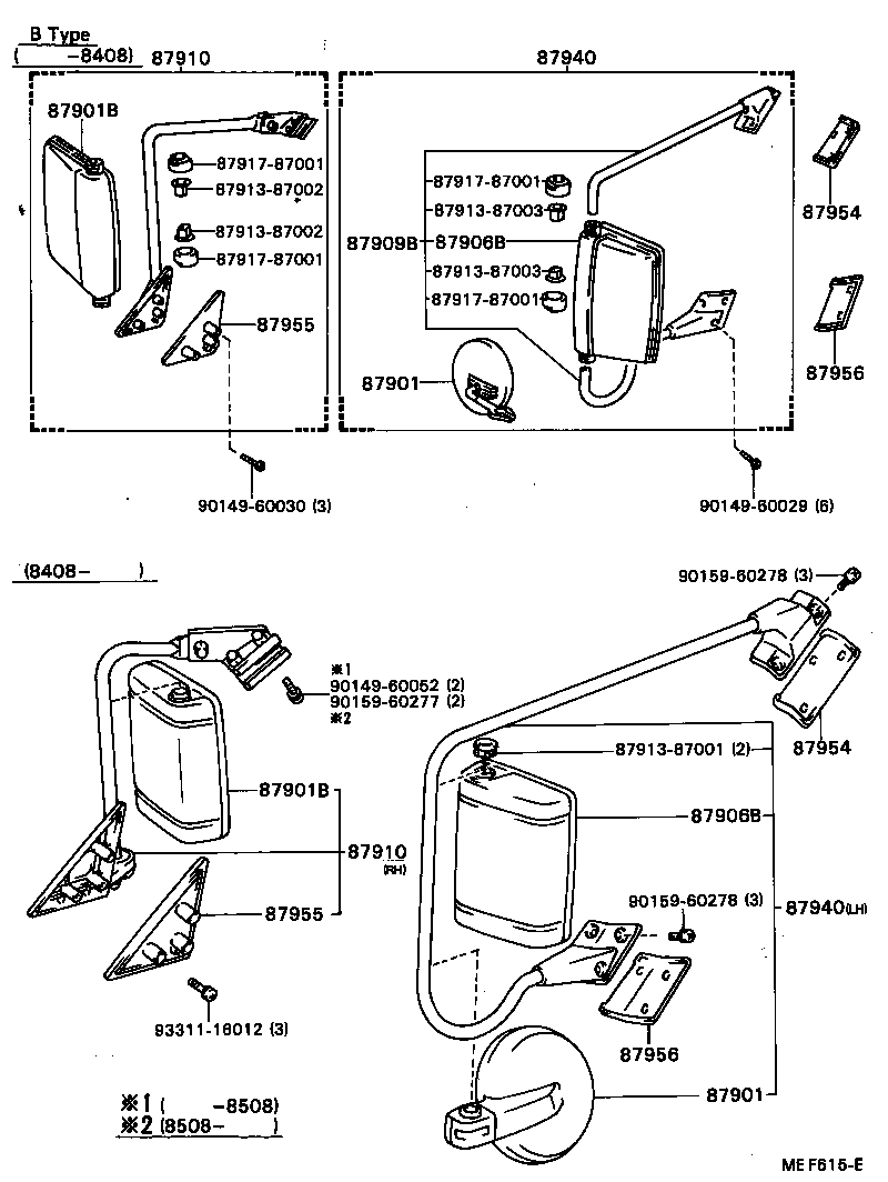 87801-87007 MIRROR ASSY, INNER REAR VIEW product image