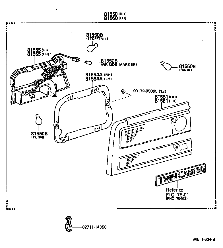 Toyota 81550-17031 LAMP ASSY, REAR COMBINATION, RH