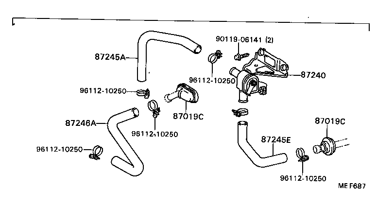 87251-22010 JOINT OR UNION, FRONT HEATER HOSE THROUGH OR INLET VALVE product image