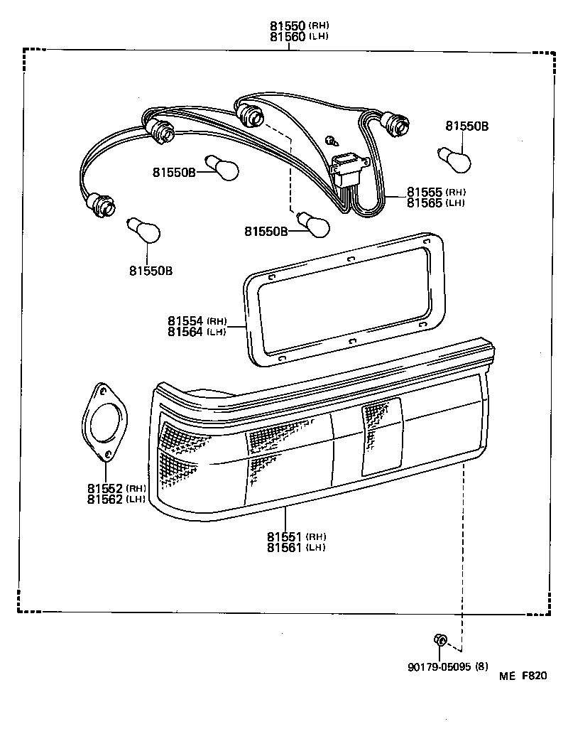 81550-80204 LAMP ASSY, REAR COMBINATION, RH product image