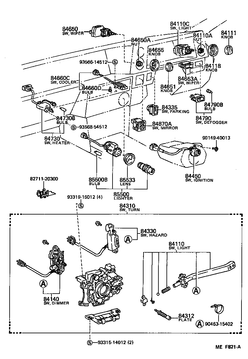 84732-12190 SWITCH ASSY, HEATER BLOWER product image