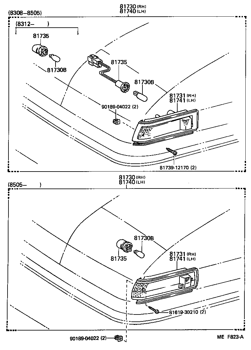 81735-12170 SOCKET AND WIRE, SIDE TURN SIGNAL LAMP product image