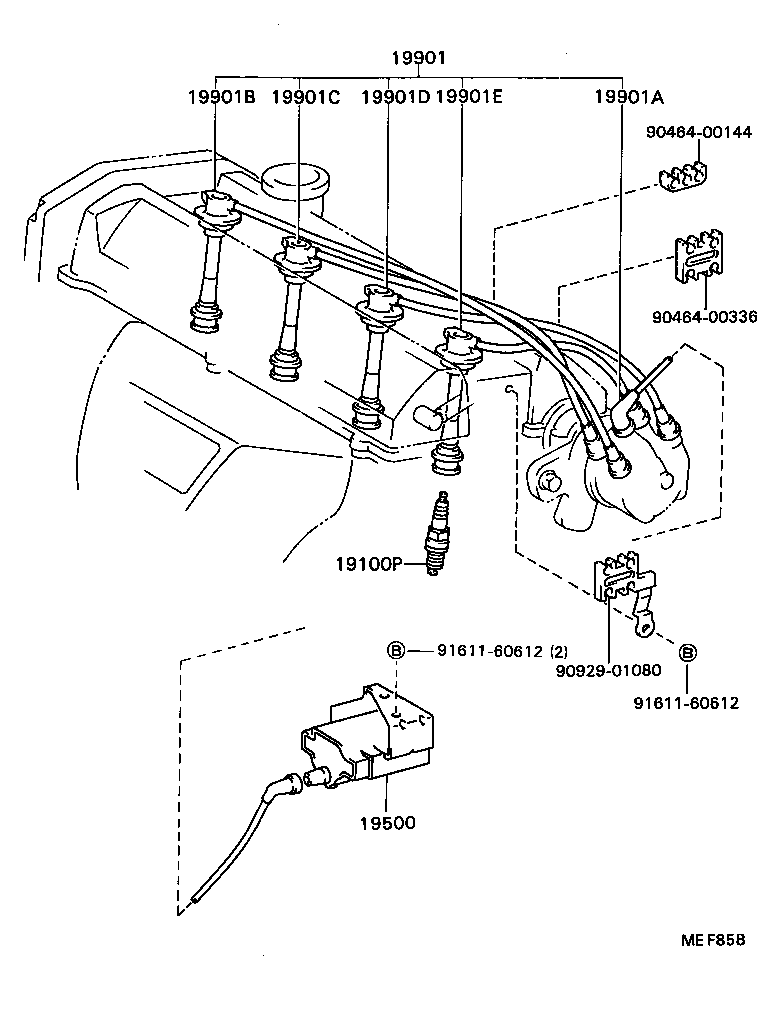90919-22140 CORD SET, COIL & SPARK, W/RESISTIVE product image
