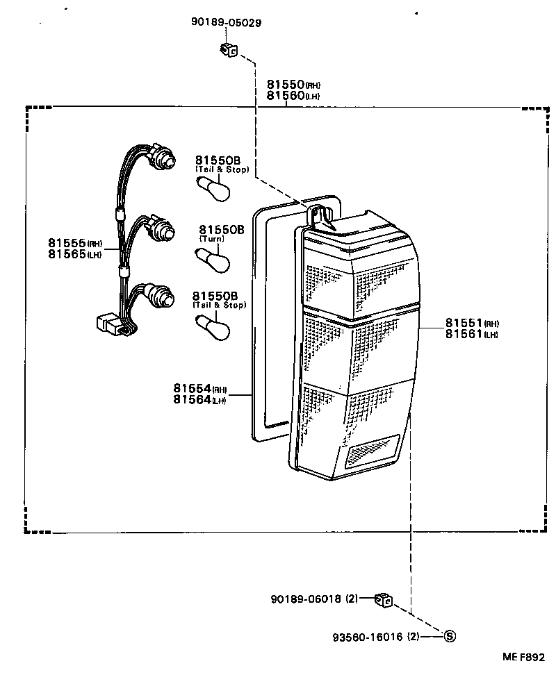 81550-87006 LAMP ASSY, REAR COMBINATION, RH product image
