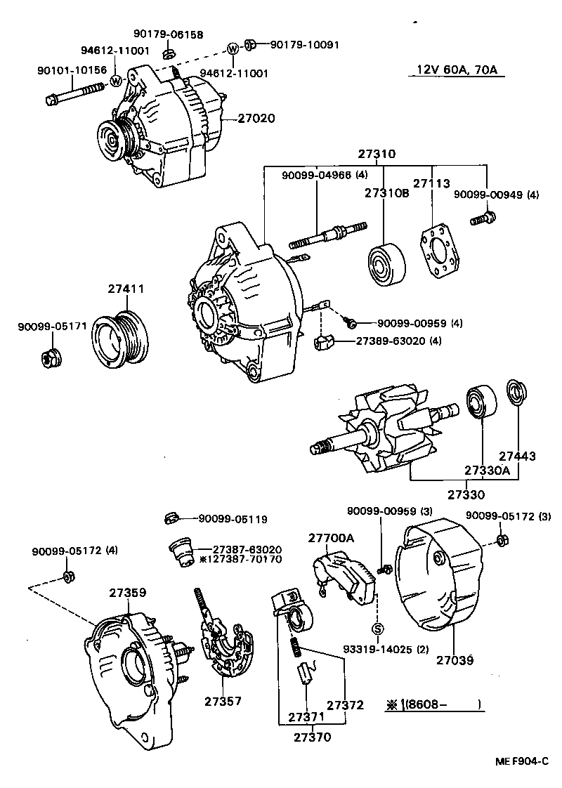27020-64090 ALTERNATOR ASSY product image