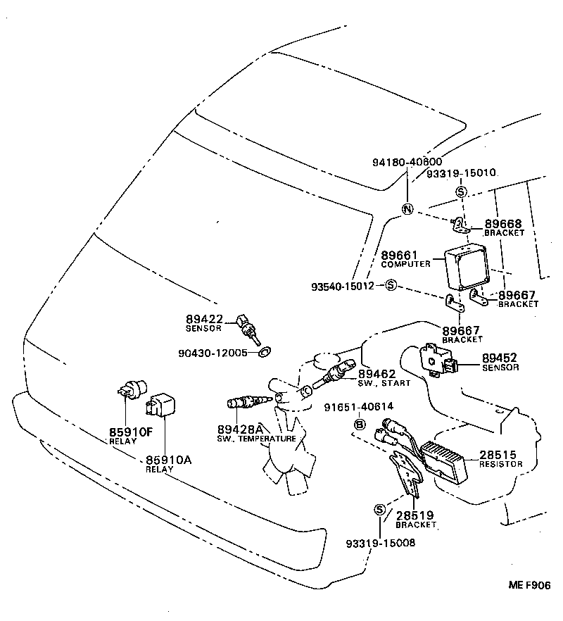 89568-28010 BRACKET, ENGINE CONTROL COMPUTER, NO.2 product image