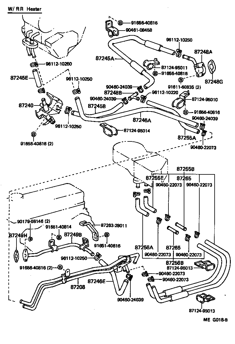 87209-95028 HOSE, REAR HEATER WATER OUTLET, B product image