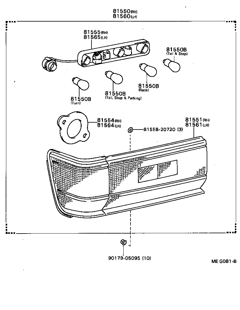 81550-20730 LAMP ASSY, REAR COMBINATION, RH product image