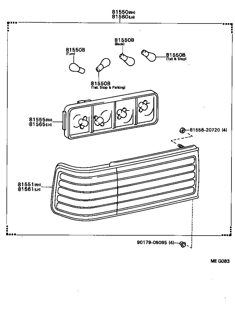 81550-20720 LAMP ASSY, REAR COMBINATION, RH product image