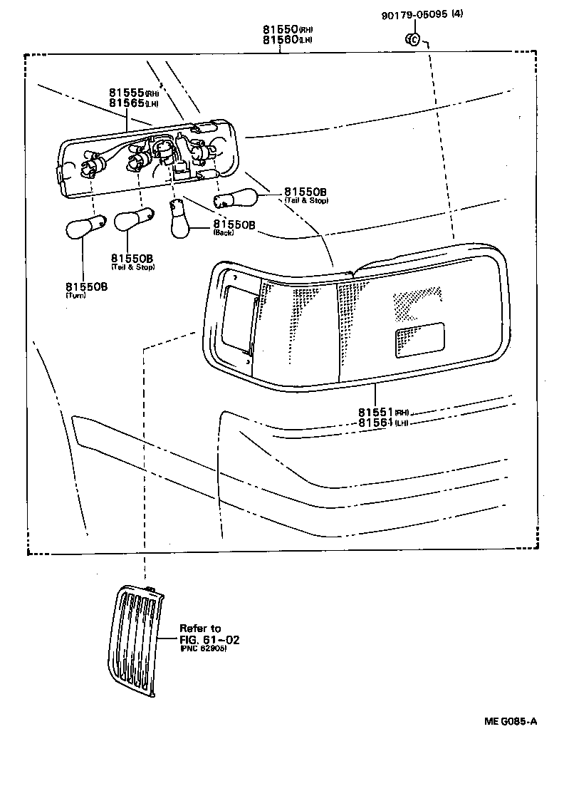 81565-20650 SOCKET & WIRE SUB-ASSY, REAR COMBINATION LAMP, LH product image