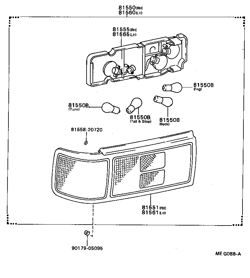 81555-20780 SOCKET & WIRE SUB-ASSY, REAR COMBINATION LAMP, RH product image
