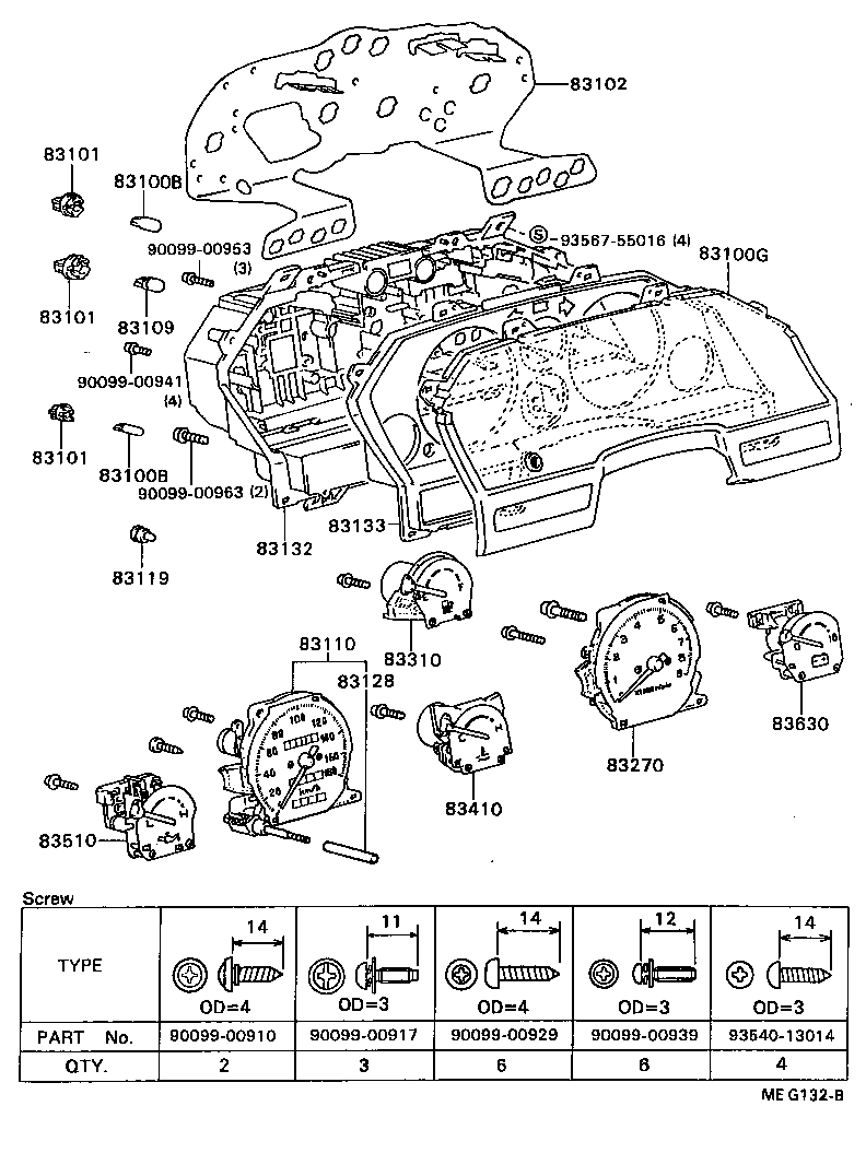 83132-1D280 CASE, COMBINATION METER product image