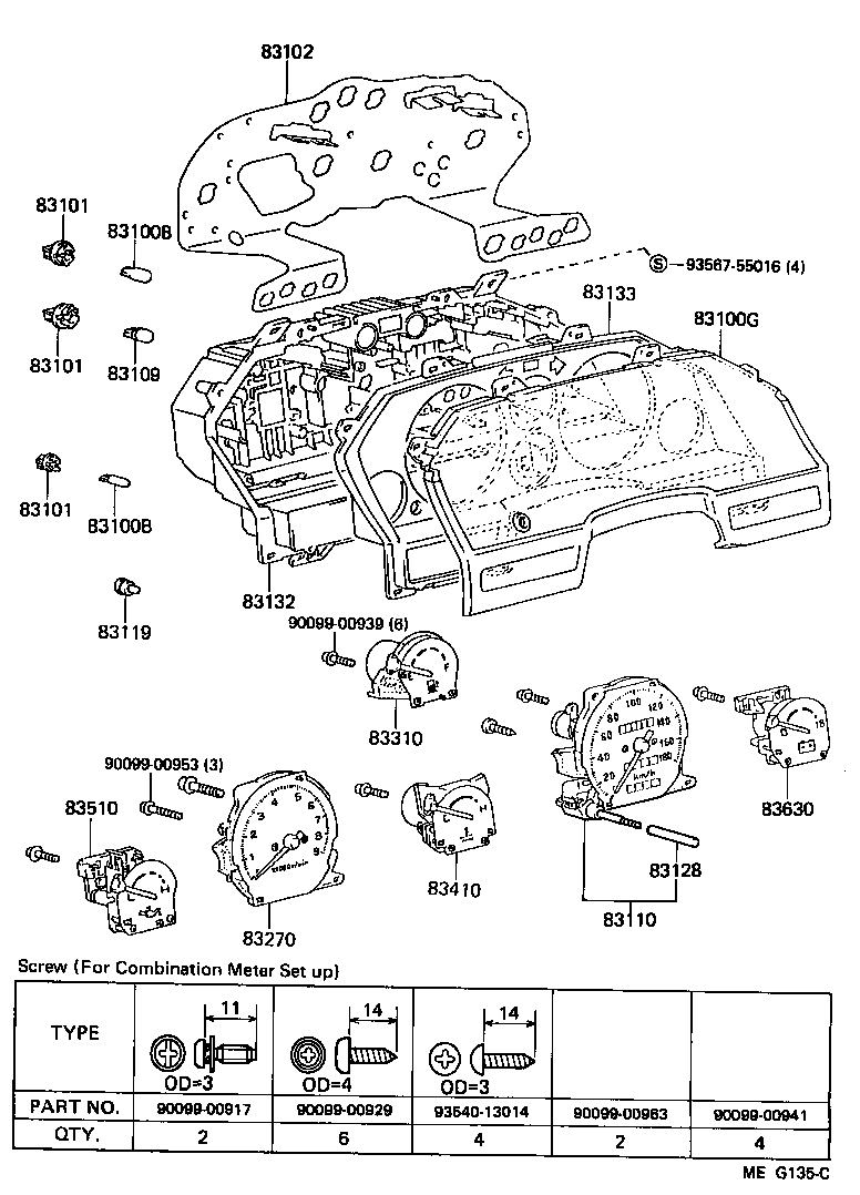 Toyota 83291-20100 COMPUTER, COMBINATION METER