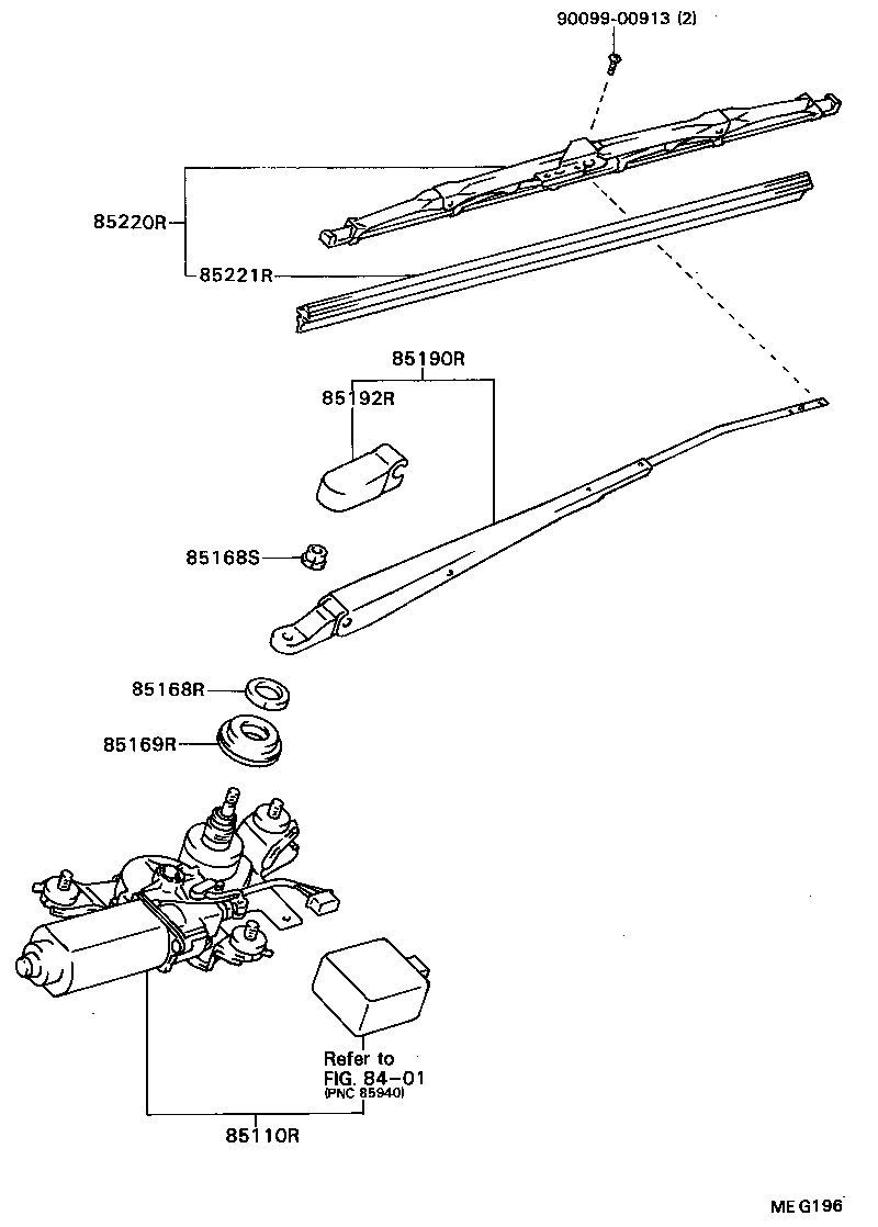 85190-20440 ARM ASSY, REAR WIPER product image