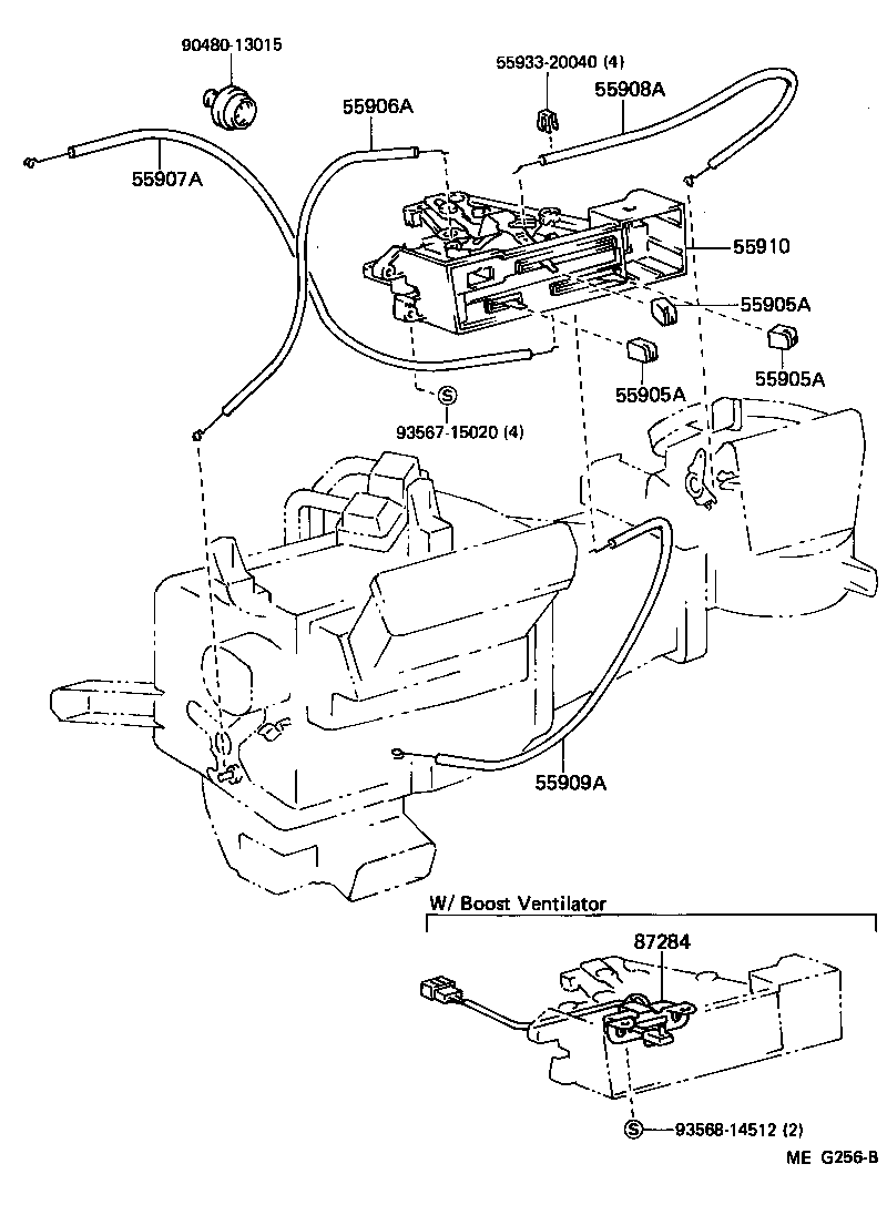 Toyota 55906-20230 CABLE SUB-ASSY, DEFROSTER DAMPER CONTROL