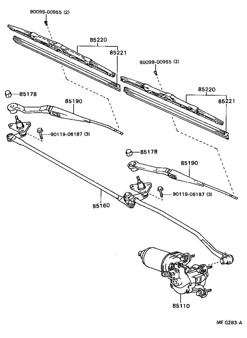 85190-20310 ARM ASSY, WINDSHIELD WIPER product image