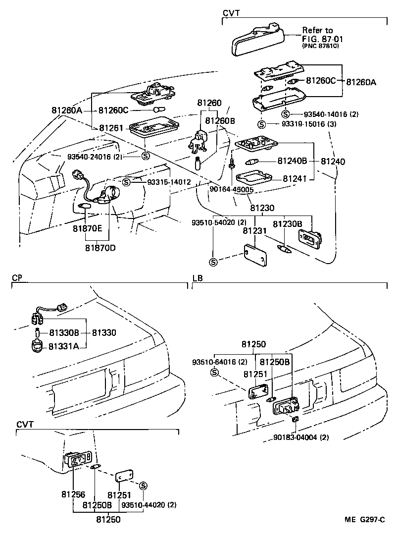 Toyota 81240-22081-06 LAMP ASSY, ROOM, NO.1