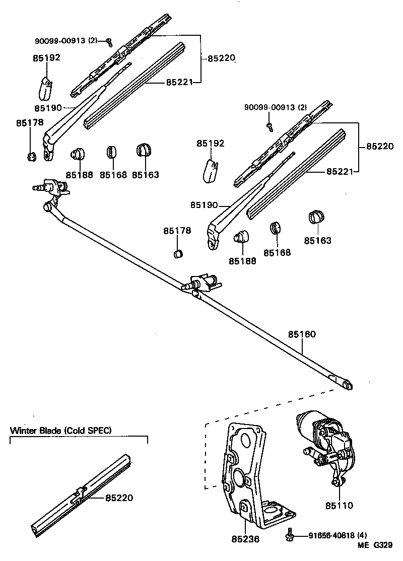 85110-95445 MOTOR ASSY, WINDSHIELD WIPER product image