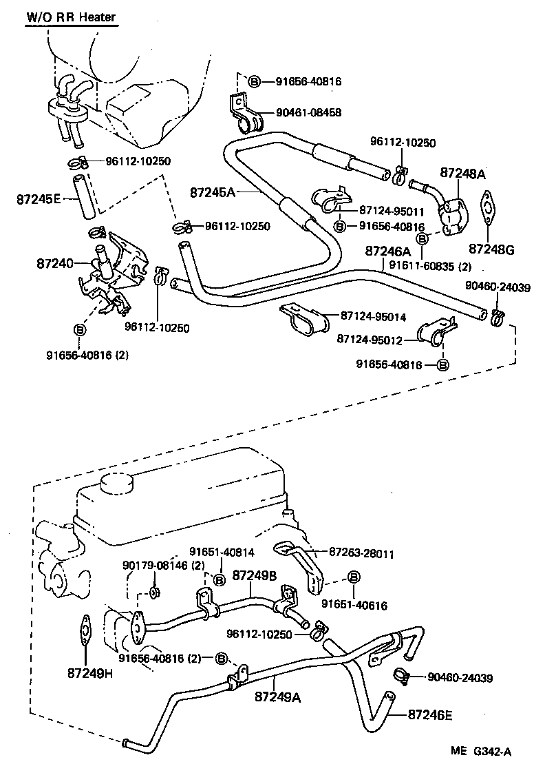 87208-95A04 PIPE SUB-ASSY, HEATER WATER product image