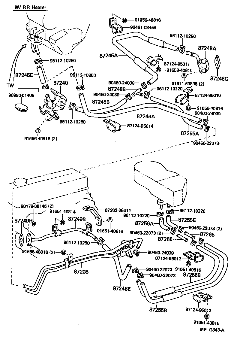 87208-95A04 PIPE SUB-ASSY, HEATER WATER product image